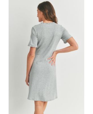 Maternity Lounge Ribbed Knit Short Sleeve Dress