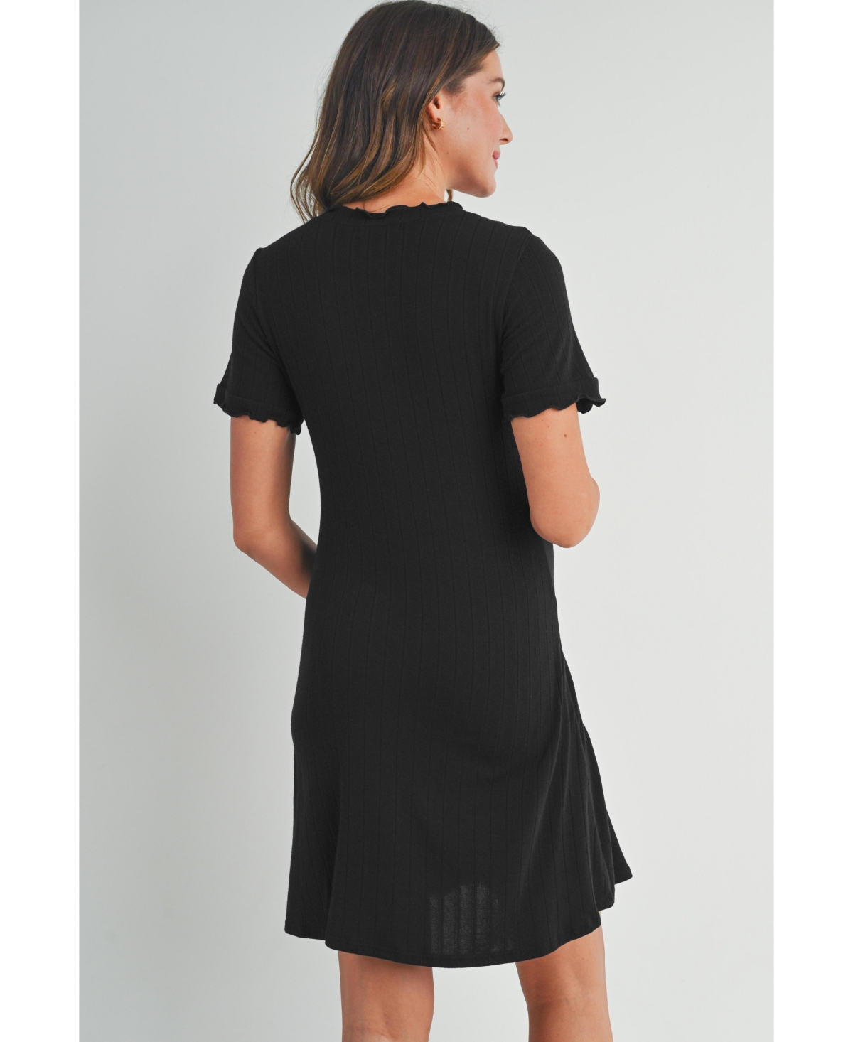 Hello Miz Maternity Lounge Ribbed Knit Short Sleeve Dress