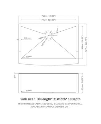 30x21x10inch Gunmetal Black Farmhouse Kitchen Sink Stainless Steel Apron Front 16 Gauge