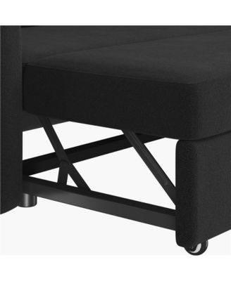 L-Shaped Reversible Sleeper Sectional Sofa with Chaise & USB & Type-C Ports Dark Gray