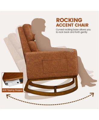 Faux Leather Upholstered Rocking Chair High Back Armchair