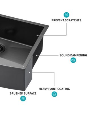 24x21x10inch Gunmetal Black Farmhouse Kitchen Sink Stainless Steel Apron Front 16 Gauge