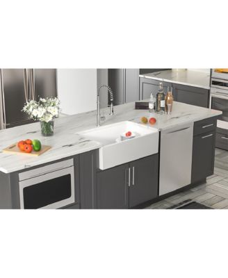 30x20inch White Ceramic Farmhouse Apron Front Kitchen Sink Single Bowl