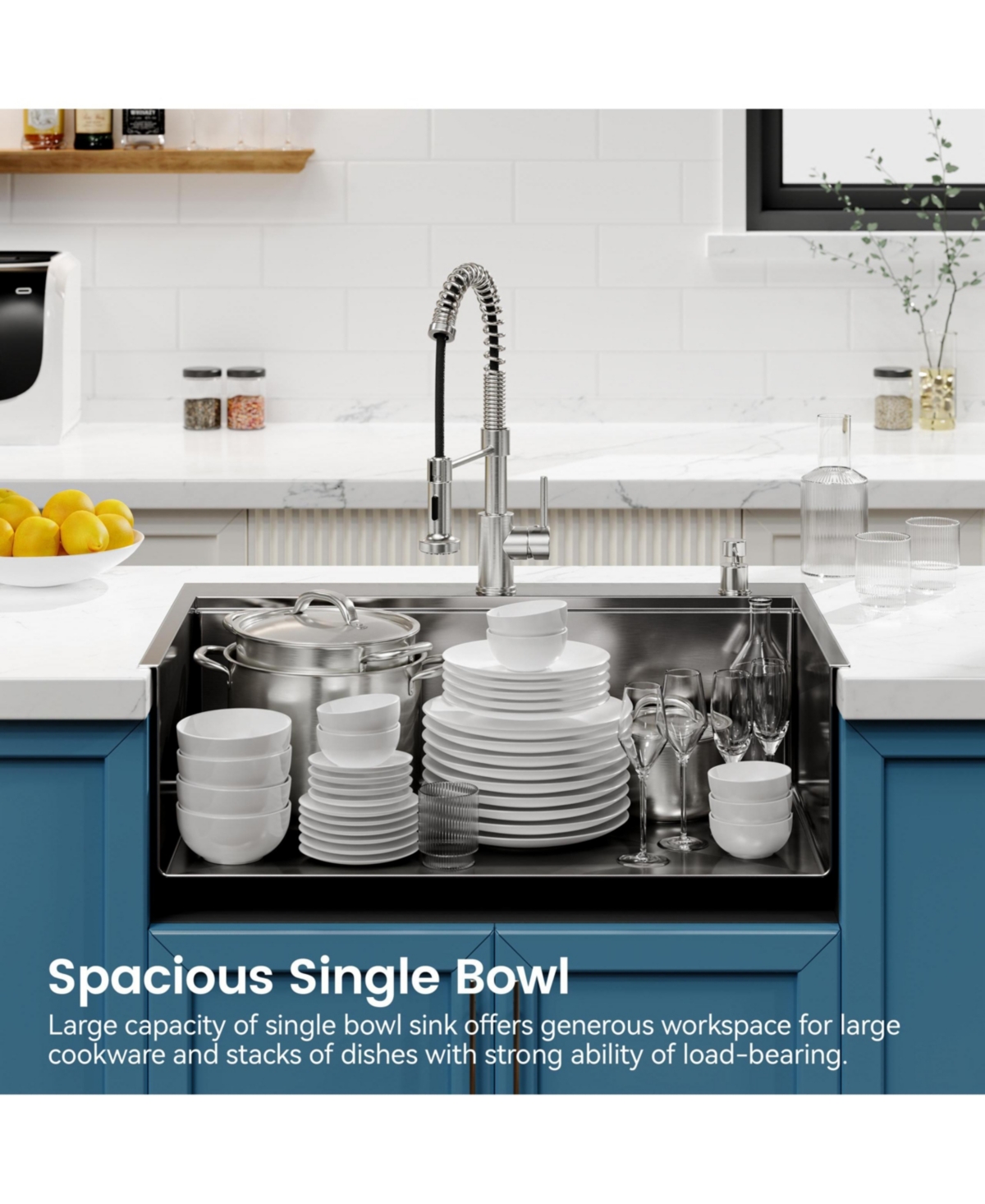 flynama 33inch Overmount Single Bowl Black 304 Stainless Steel Handmade Kitchen Sink with Cutting Board and Colander