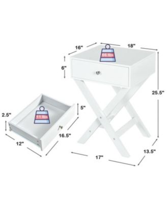 Modern X-Shaped Nightstand with Drawer for Living Room Bedroom
