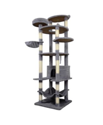 78.8'' Cat Tree with Wide Base, Large Condo,2 Sisal Scratching Post in Dark Gray