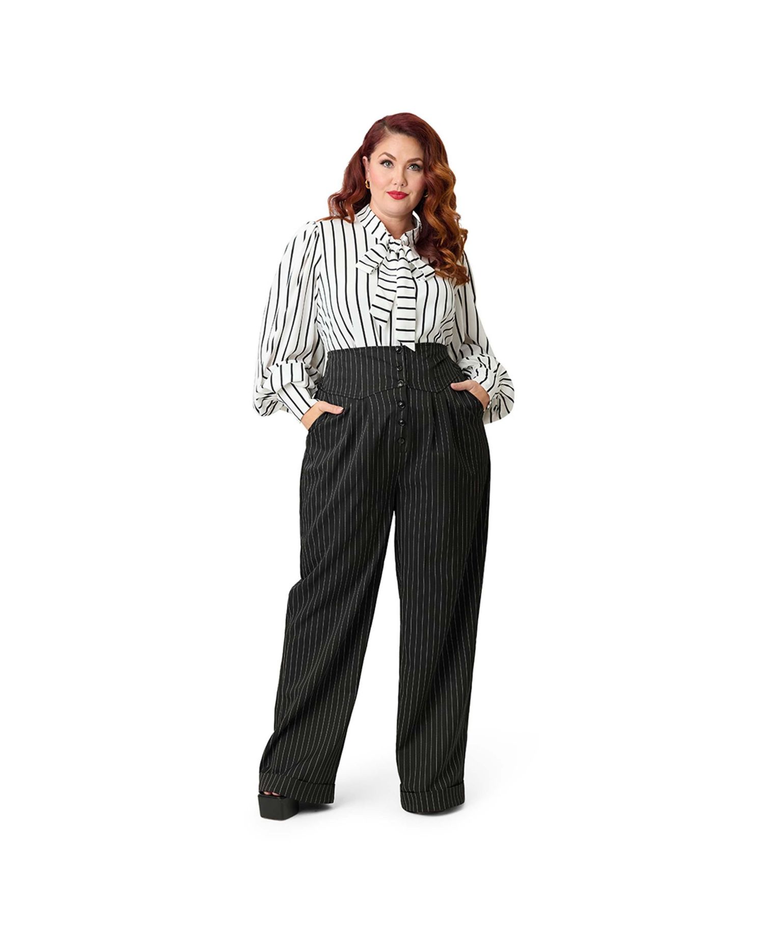 Plus Size High Waist Women's Trouser