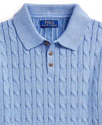 Boys' 8-20 Cable-Knit Cotton Polo Sweater