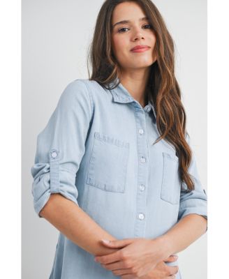 Maternity Button Down Long Sleeve Nursing Shirt