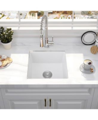 18x16inch Quartz Undermount Bar Sink with Grid and Strainer Heat Stain Resistant