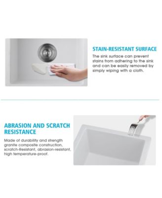 18x16inch Quartz Undermount Bar Sink with Grid and Strainer Heat Stain Resistant