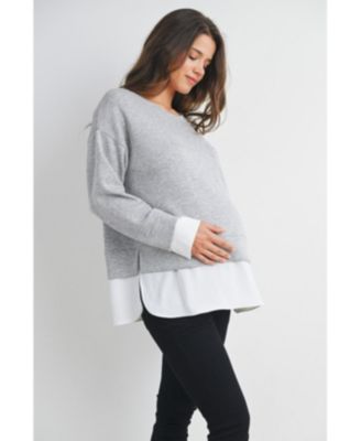 Maternity Casual Long Sleeve Layered Sweatshirt