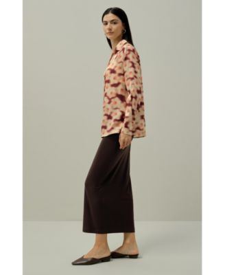 Women's Daffodil Print Silk Blouse