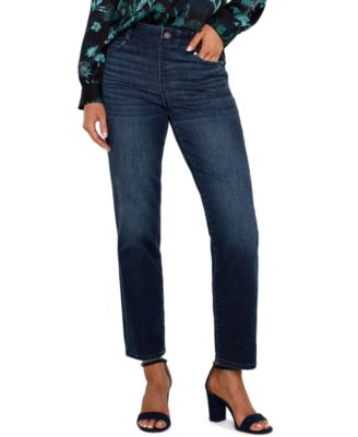 Petite Mid-Rise Gia Straight Glider Jeans