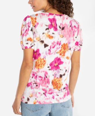 Petite Puff Sleeve Scoop Neck Top