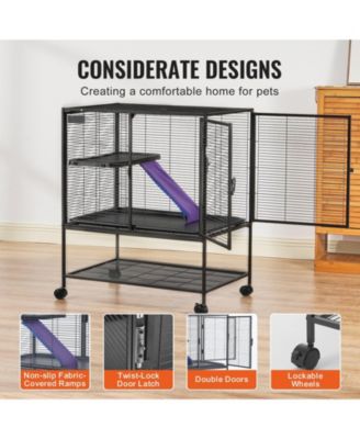2-Tier Rolling Metal Ferret Cage with Ramps, 36