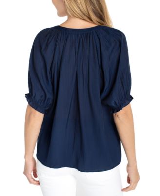 Women's Draped Short-Sleeve Blouse