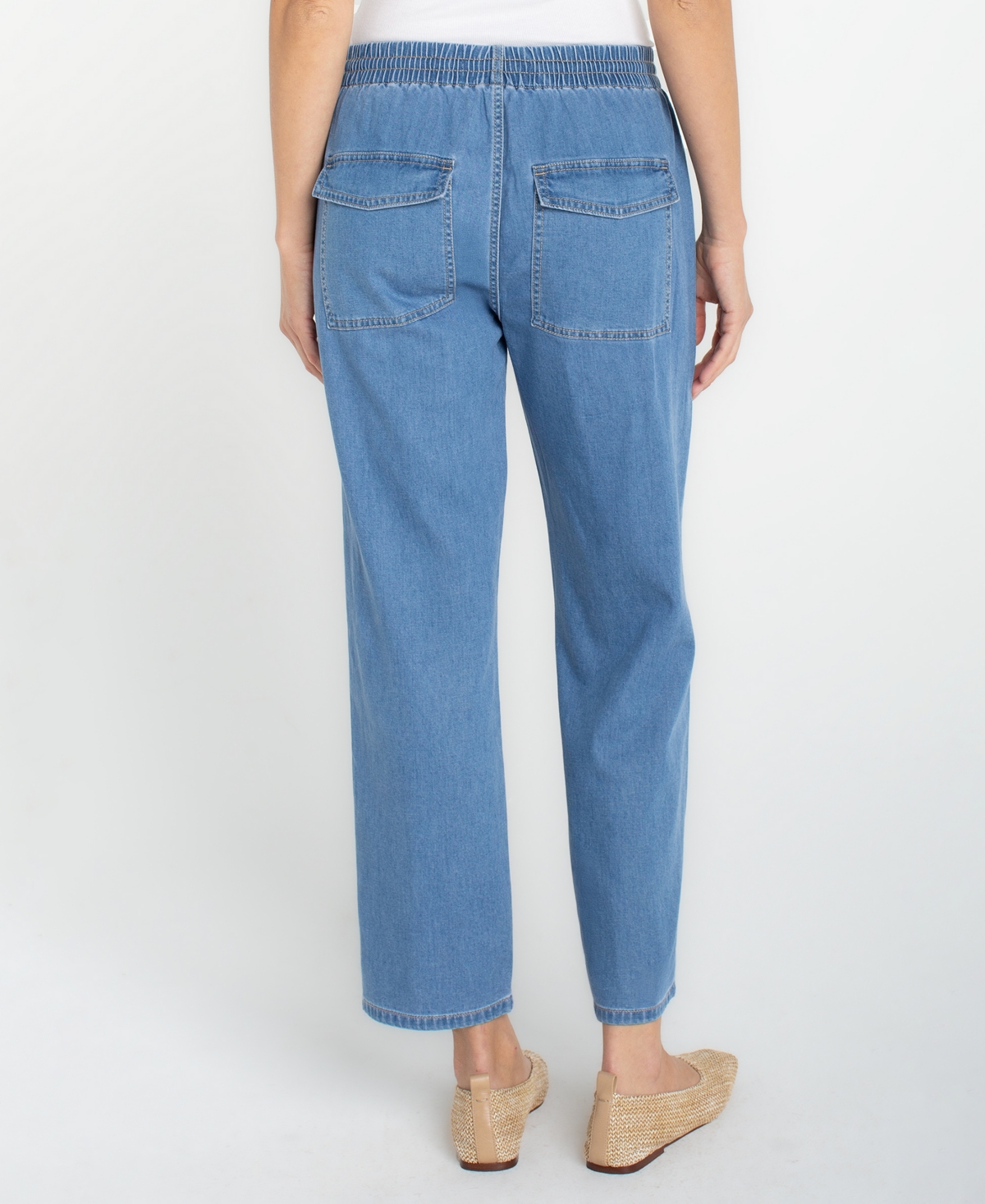 Liverpool Los Angeles Women's Mid Rise Easy Crop Linen Denim Pants