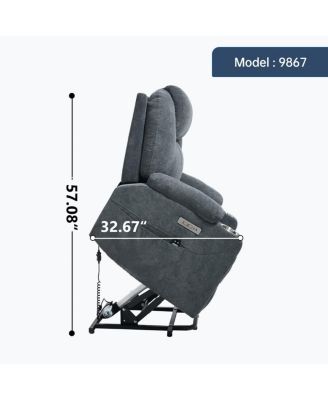 Power Lift Recliner Chair with Heat & Massage, USB & Type-C Ports, Heavy Duty Electric Recliner for Seniors