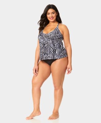 Plus Size Printed Easy Tri Tankini Top