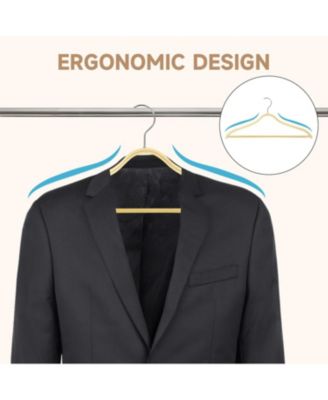 Lightweight Clothes Hangers with Pants Bar, Slim Birch Wood Hangers for Suits, Coats, Trousers, Shirts, Sweaters, Dresses