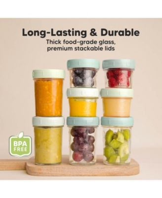 8pk Prep Baby Food Storage Containers, Leak-Proof, BPA Free Glass Baby Food Jars for Feeding