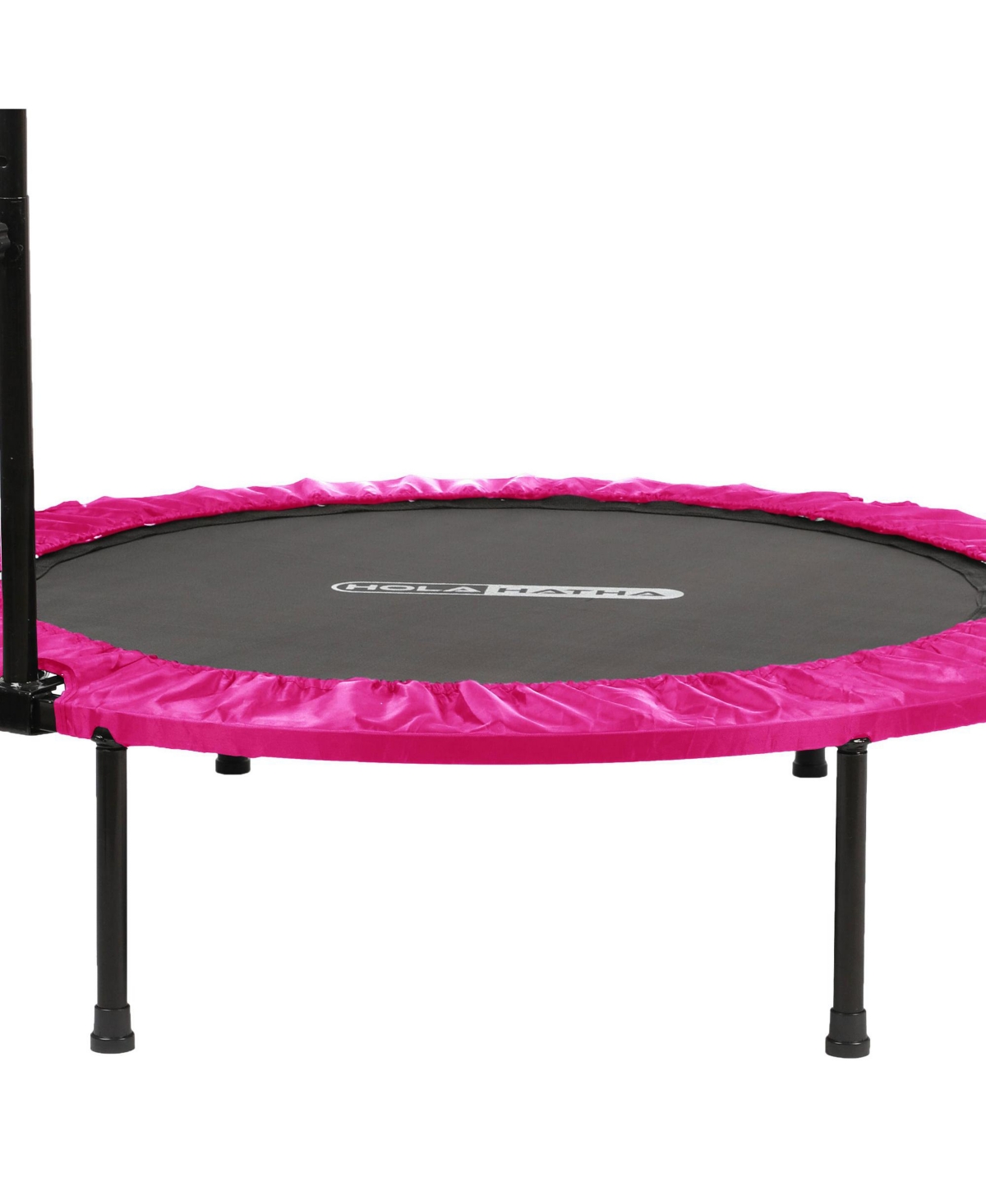 HolaHatha 40" Mini Trampoline Fitness Rebounder with Adjustable Handle, Pink
