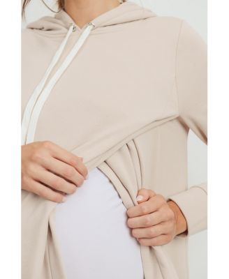 Maternity Crossover Drawstring Nursing Hoodie
