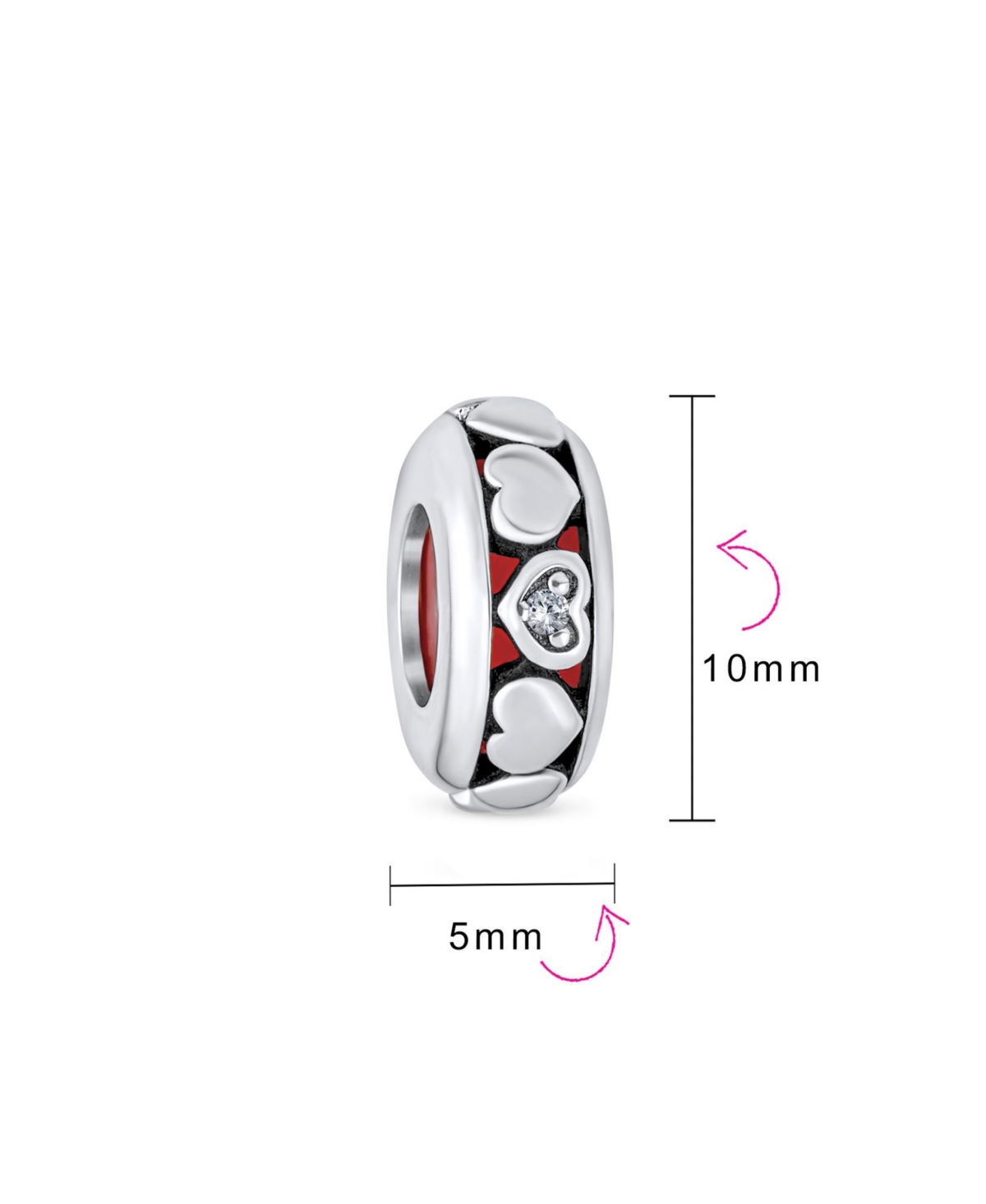 Bling Jewelry Valentine Lovers Eternity Hearts Charm Bead Silver for European Bracelet