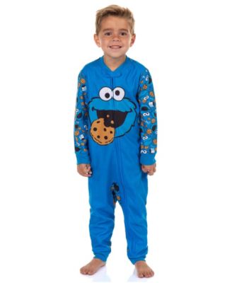 Toddler Cookie Monster Character 1PC Front-Zip Footless Sleeper Pajama