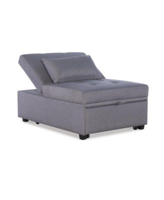 Twin Size Tufted Fabric & Wooden Legs Convertible Design Sofa Bed