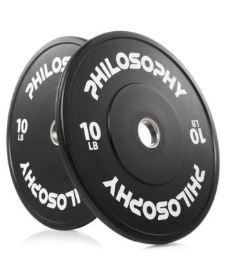 Set of 2 Olympic 2-Inch Rubber Bumper Plates (10 LB each) Black