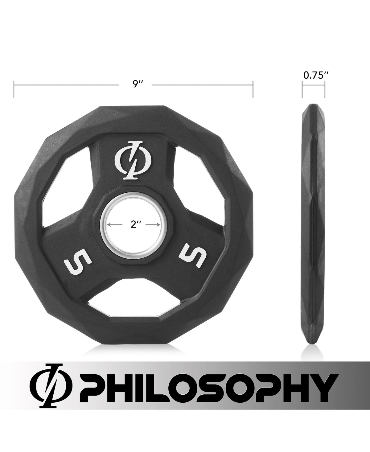 Philosophy Gym Set of 2 Rubber Coated 2-inch Olympic Grip Weight Plates ( Lb each) for Weightlifting