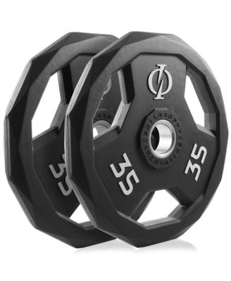 Set of 2 Rubber Coated 2-inch Olympic Grip Weight Plates (35 LB each) for Weightlifting