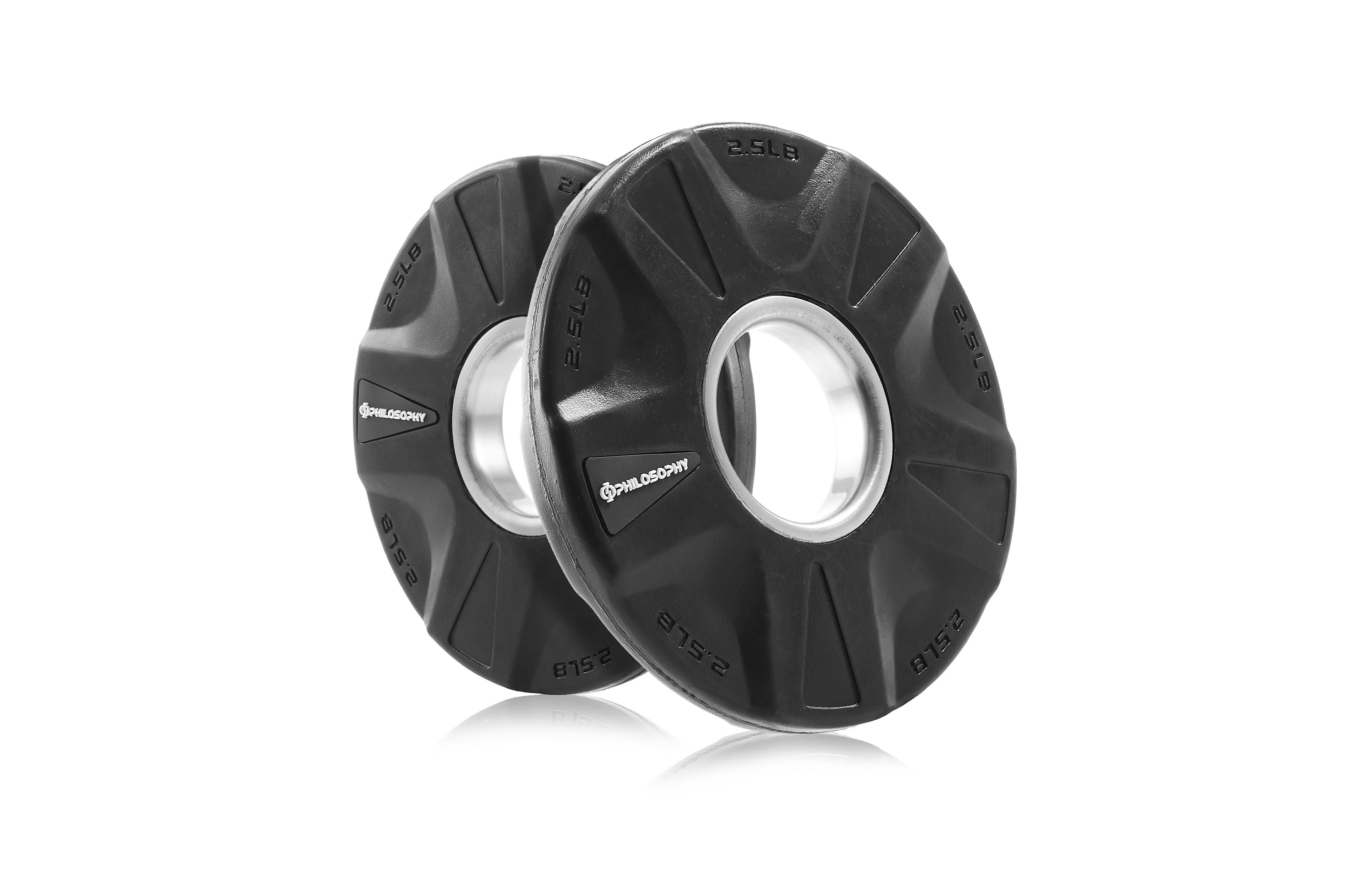 Philosophy Gym Set of 2 Rubber Coated 2-inch Olympic Grip Weight Plates (10 Lb each) for Weightlifting