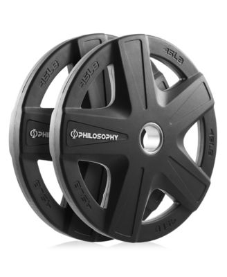 Set of 2 Rubber Coated 2-inch Olympic Grip Weight Plates (45 LB each) for Weightlifting