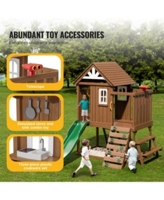 Kids Garden Playhouse with Slide and Ladder