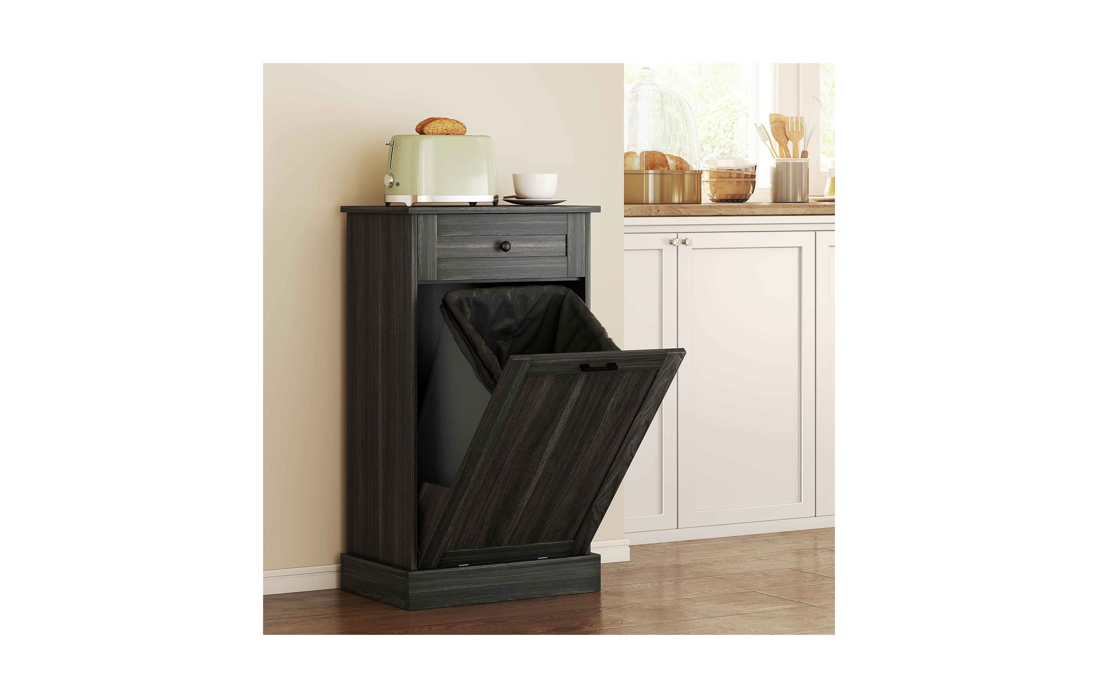 Homcom Kitchen Tilt Out Trash Bin Cabinet, Free Sding Recycling Cabinet