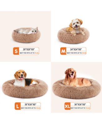 30 Inch Anti Slip Round Fluffy Faux Fur Cat Bed