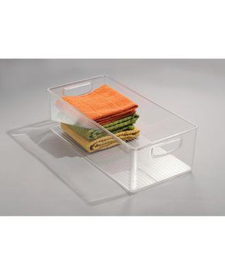 Plastic Stackable Pantry Bin with Handles, Set of 4, Clear