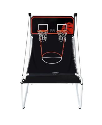 Foldable Basketball Arcade Game, 2-Player Indoor Dual Shot with 5 Balls, 8 Game Modes, Electronic Scoreboard and Pump