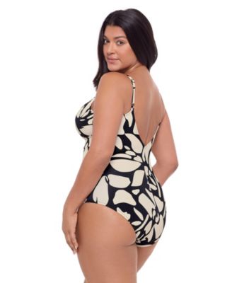 Women's Sculpting Banded Plunge V-Neck One-Piece Swimsuit
