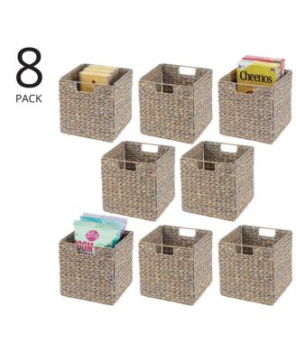 Woven Hyacinth Kitchen Storage Organizer Basket Bin, 8 Pack, Gray Wash