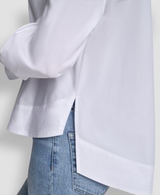 Women's Long-Sleeve Button Front Poplin Shirt