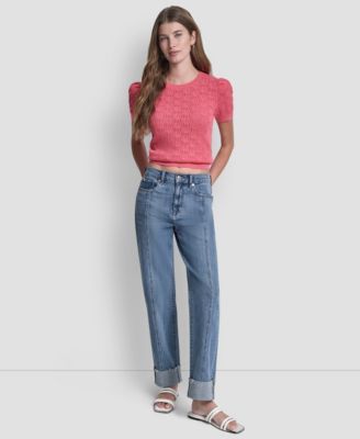 Women's High-Rise Seamed Classic Straight Leg Jeans