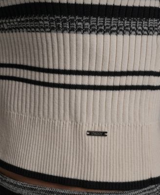 Women's Sleeveless Crew Neck Rib Sweater