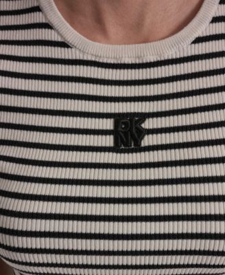 Women's Crew Neck Striped Rib Top