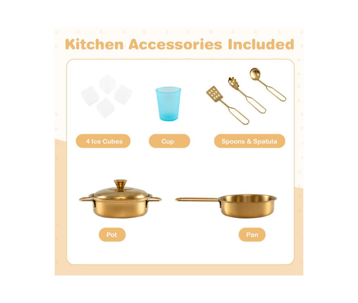 Детские игрушки HONGGE Blackboard and Ice Maker Play Kitchen, 12-Piece Set, Ages 3+, цвет: Белый — фото 3