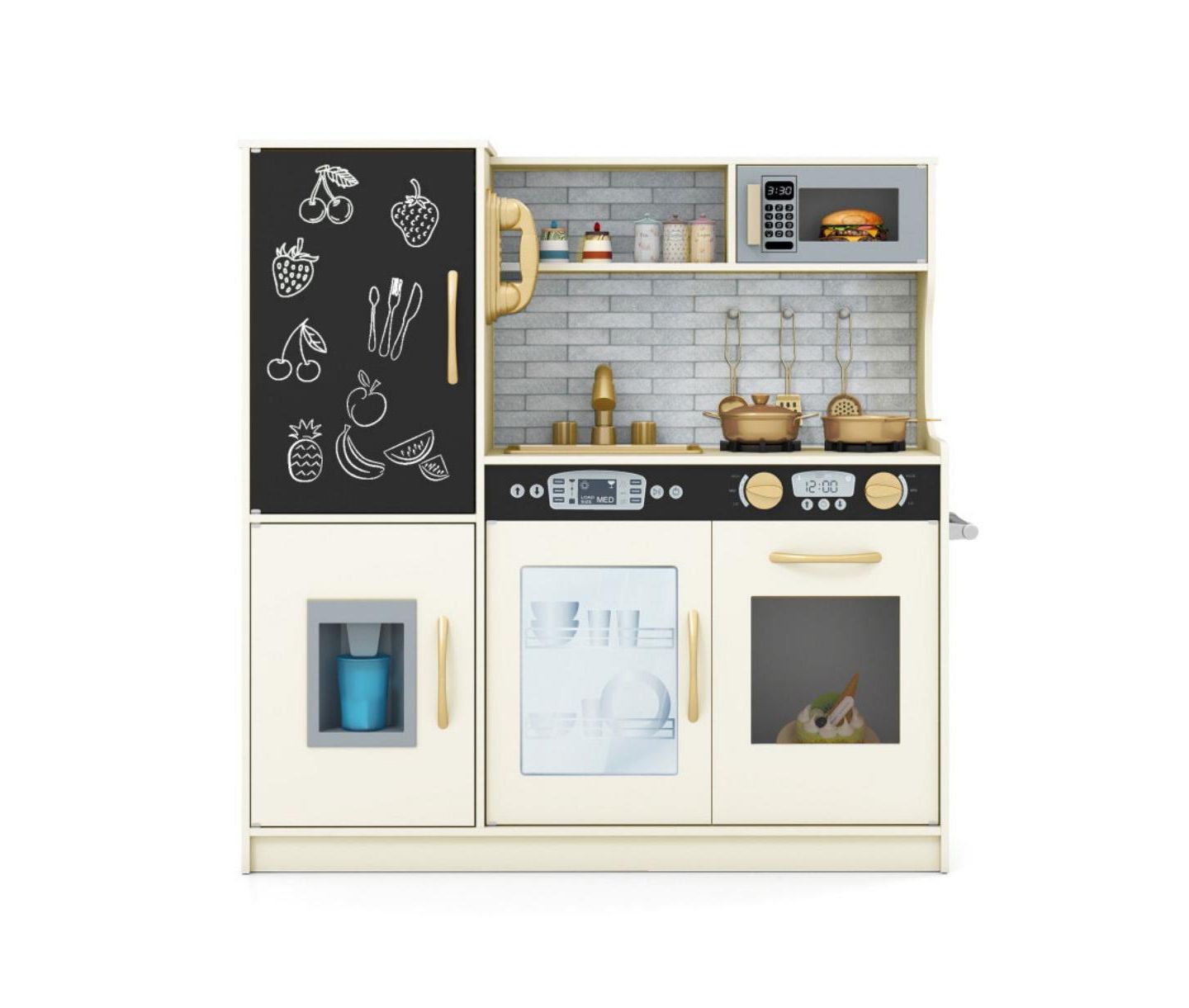 Детские игрушки HONGGE Blackboard and Ice Maker Play Kitchen, 12-Piece Set, Ages 3+, цвет: Белый — фото 1