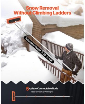 Snow Roof Rake, 17.7" Foam Blade, 7.3-18.4 ft Adjustable, Extension Tubes, Non-Slip Handle, Roof Scraper
